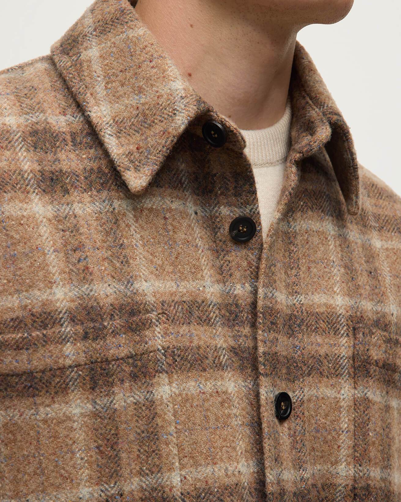 Cashmere Wool Blend Brown Overshirt - 5