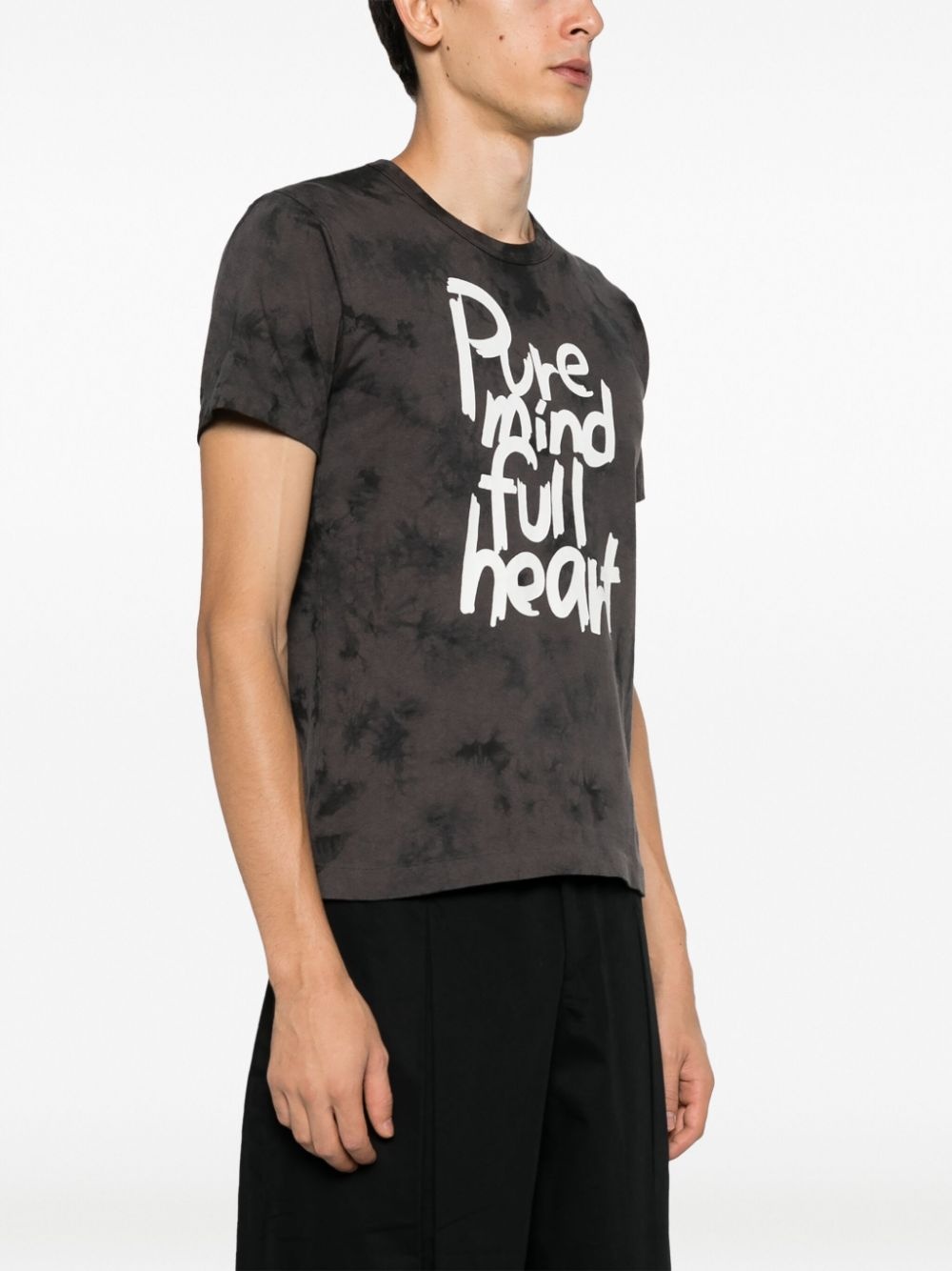 slogan-print faded T-shirt - 3