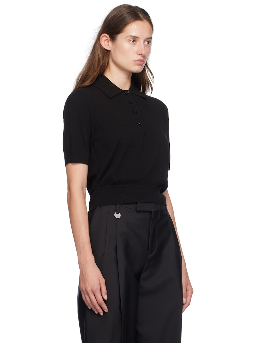 Black Perforated Logo Polo - 2