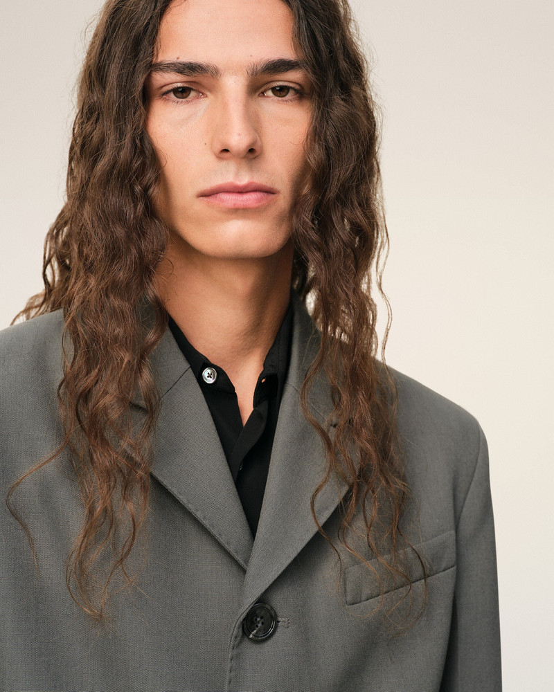 GREY NEW WOOL SINGLE BREASTED STRAIGHT JACKET 4