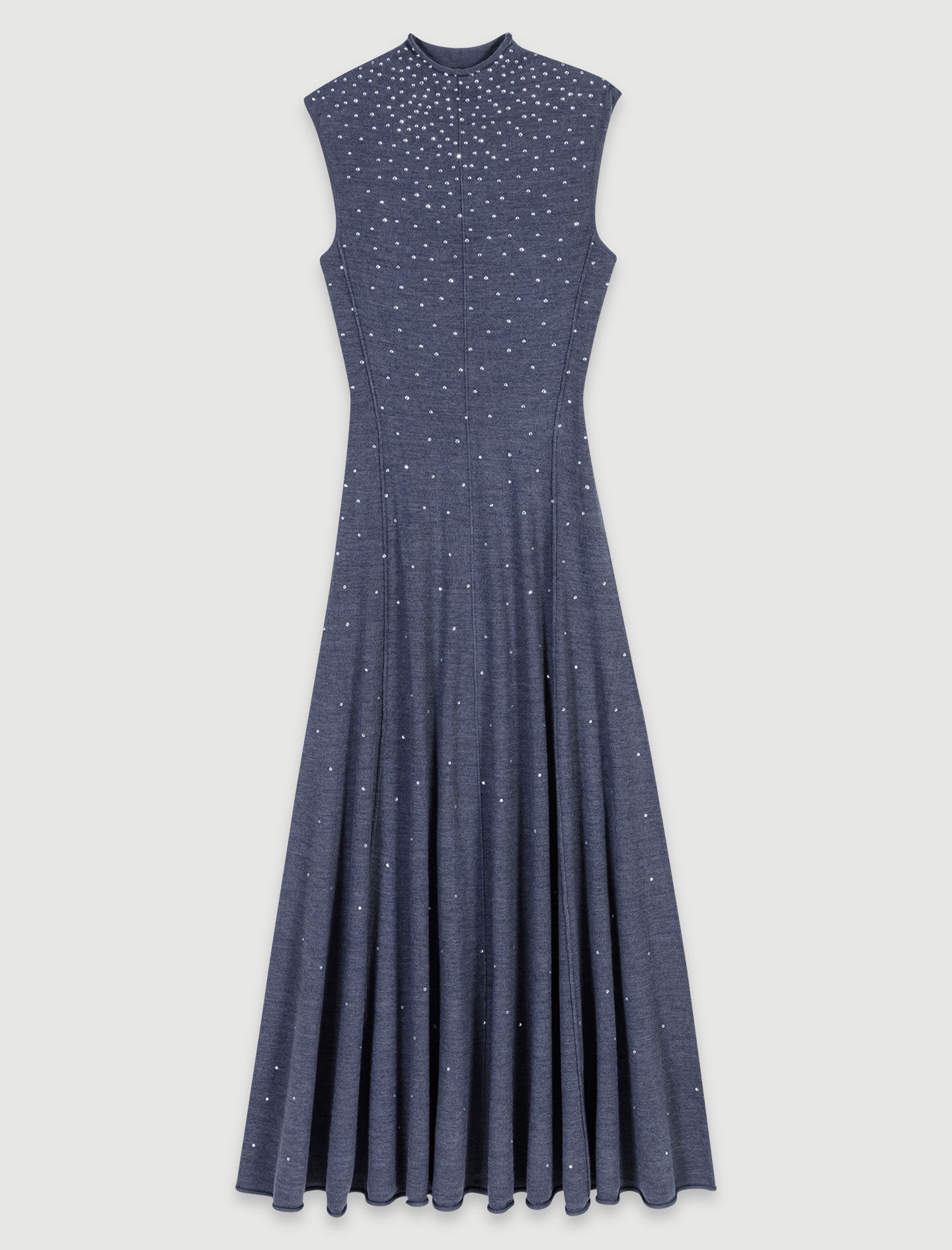 Knit maxi dress with rhinestones - 1