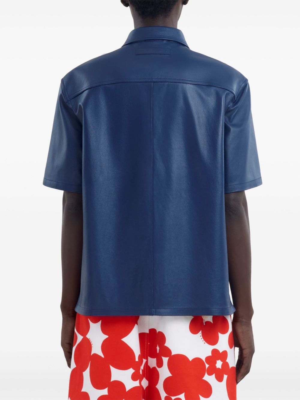 short sleeve leather shirt - 4