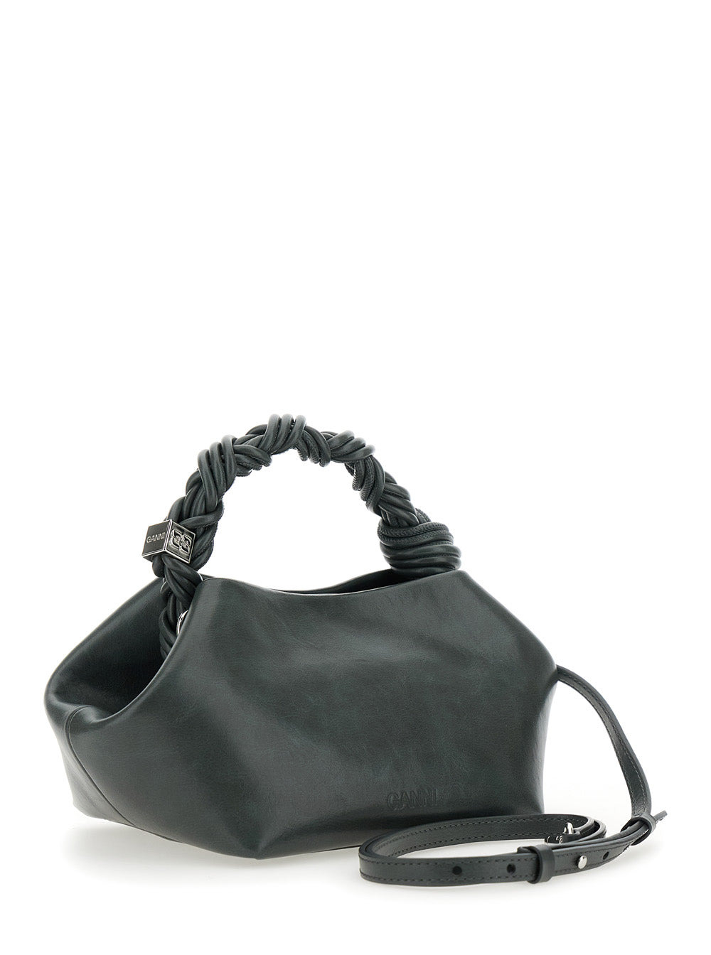Ganni Women 'Bou' Grey Handbag With Adjustable And Removable Shoulder Strap In Leather Woman - 3