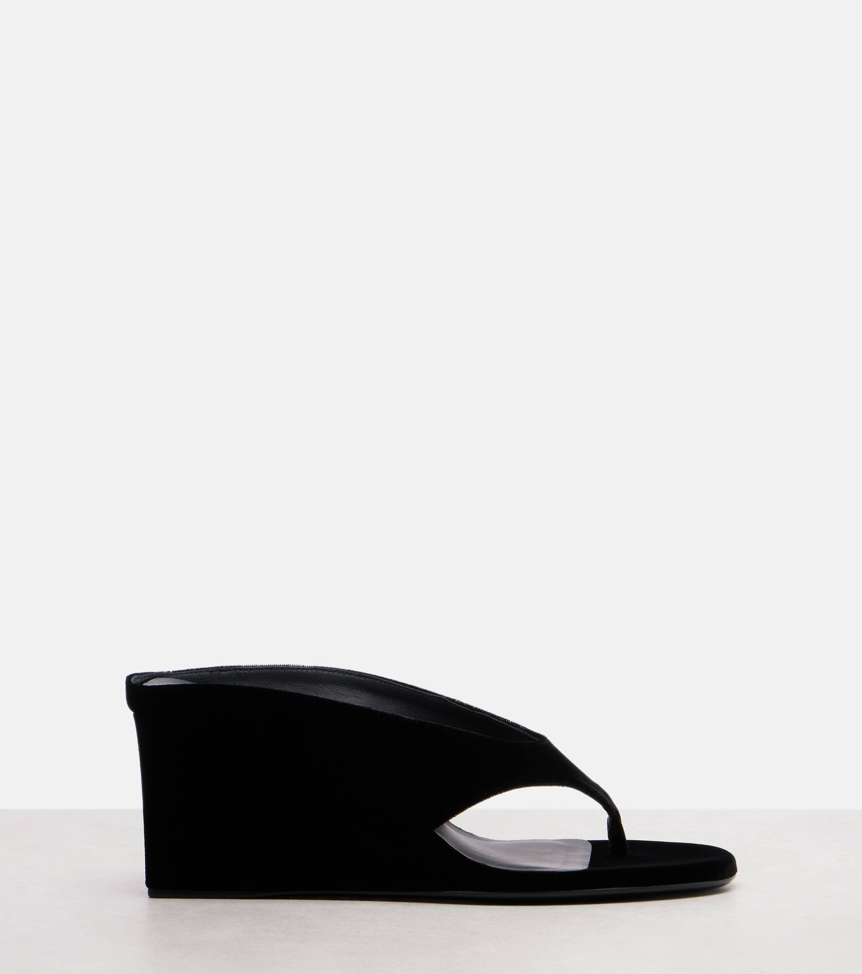 Velvet wedge thong sandals - 4