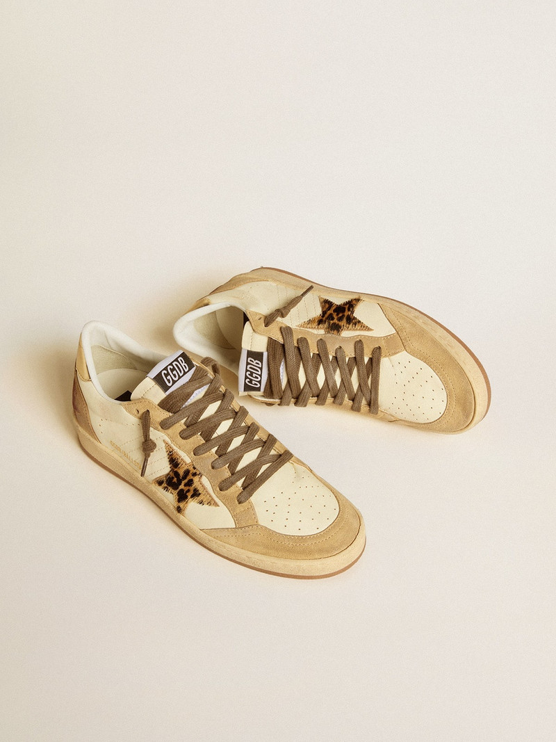 Golden Goose Women's Ball Star in nappa and suede with pony skin star and metallic heel tab outlook