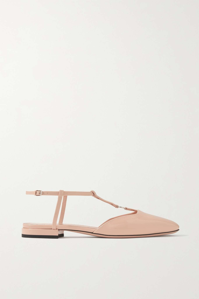 Logo-embellished patent-leather ballet flats - 1