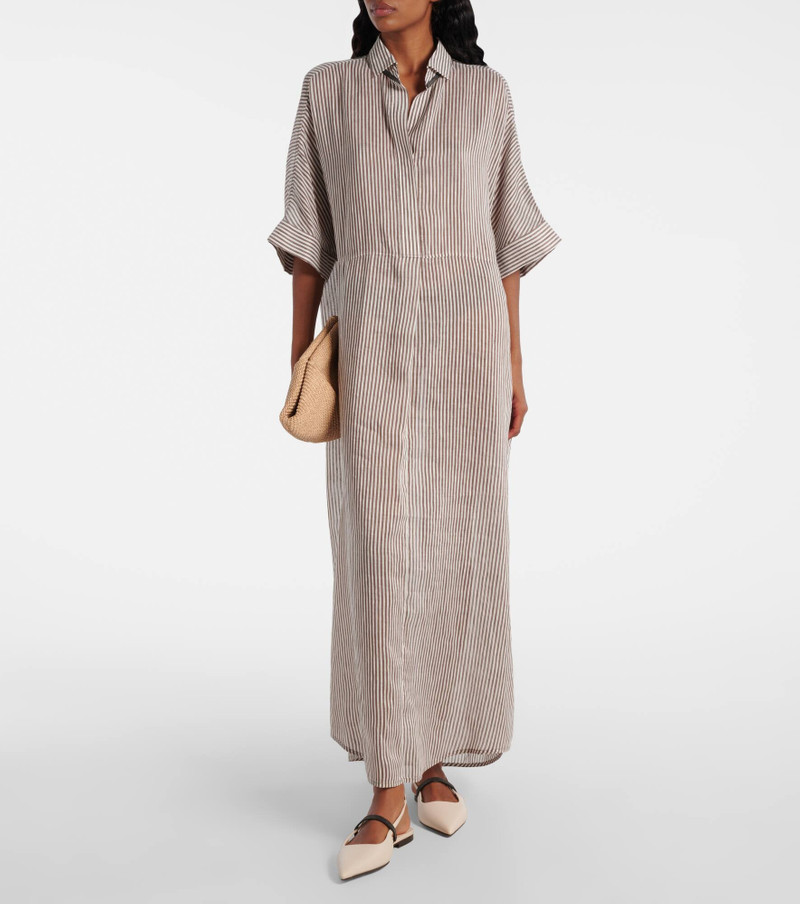 Brunello Cucinelli Striped linen and silk shirt dress outlook