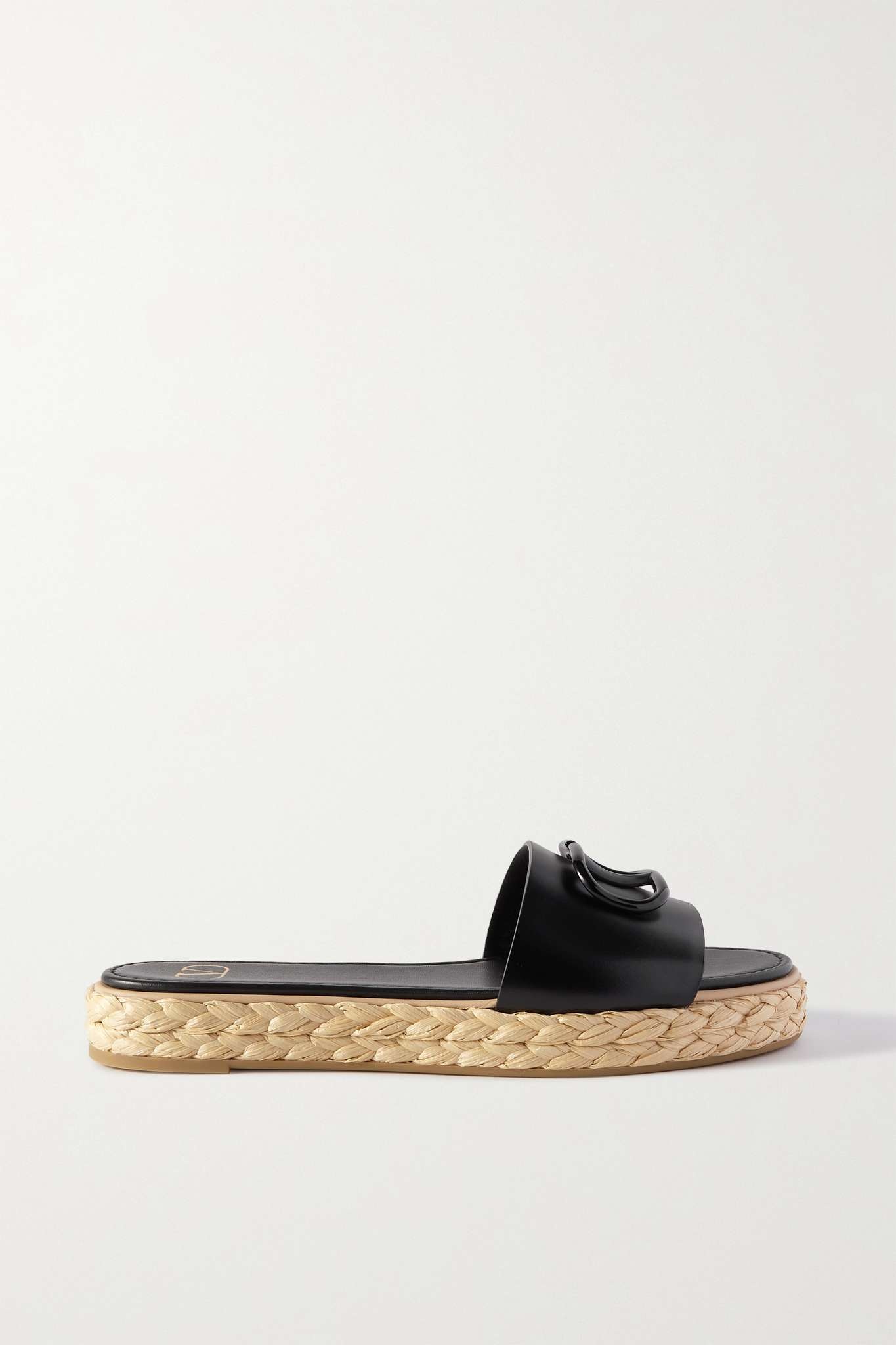 Valentino Garavani VLOGO leather espadrille slides - 1