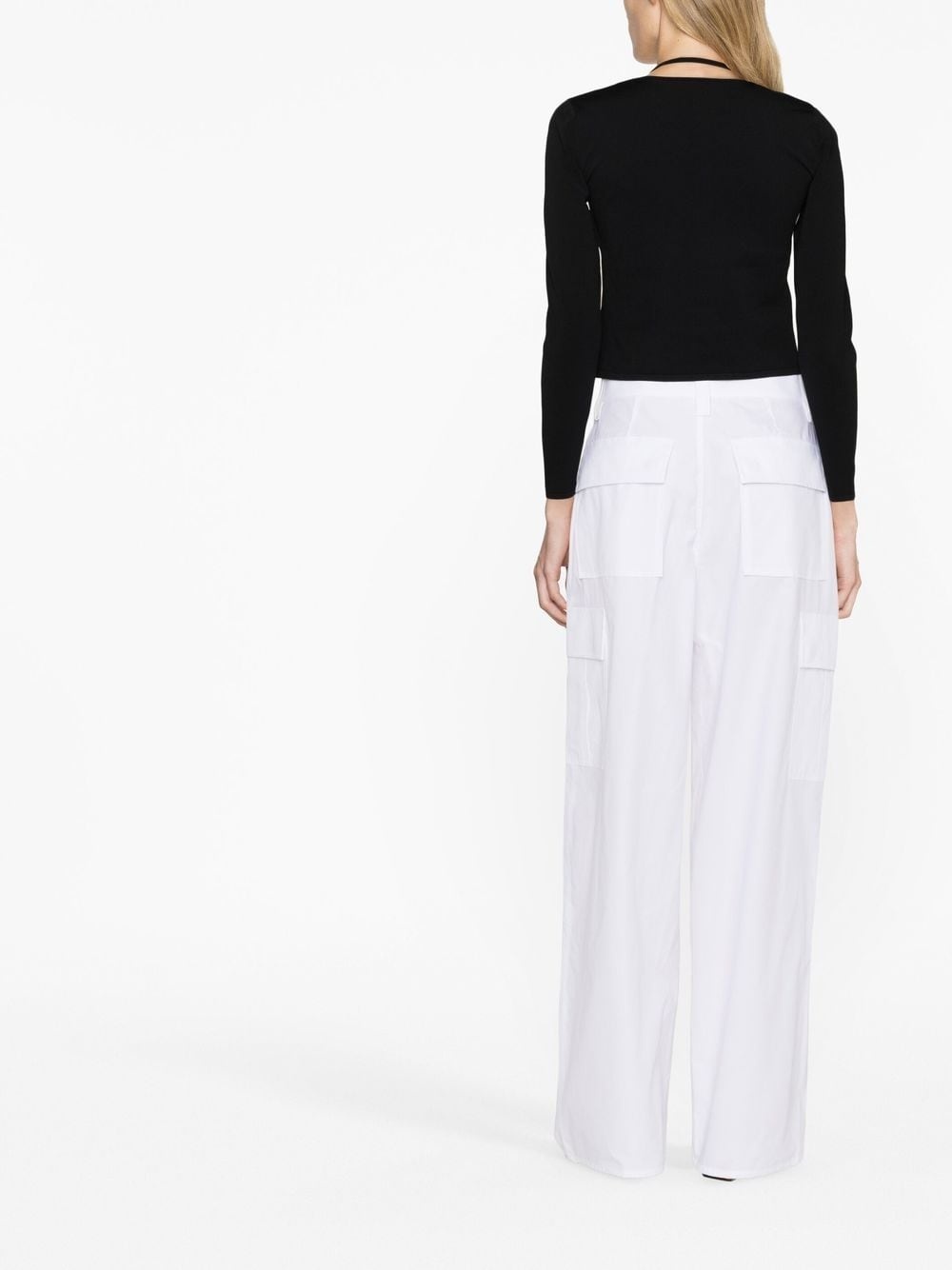 high-waisted cotton cargo pants - 3