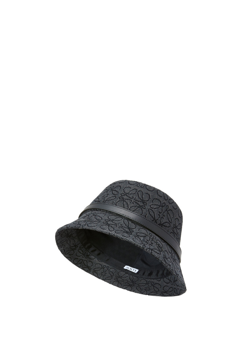Bucket hat in Anagram jacquard and calfskin 1