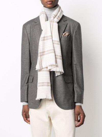 Brunello Cucinelli checked wool-blend scarf outlook