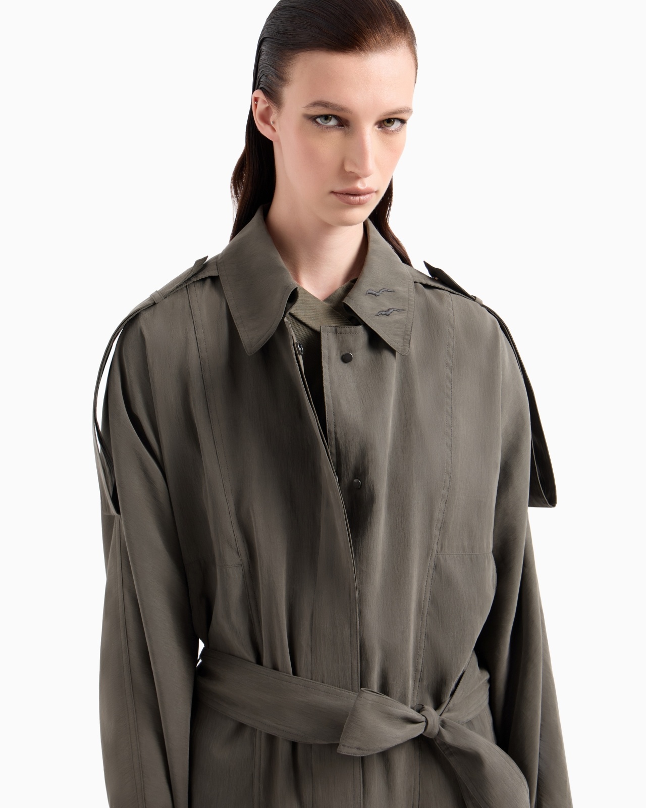 WASHED SILK TRENCH COAT - 5