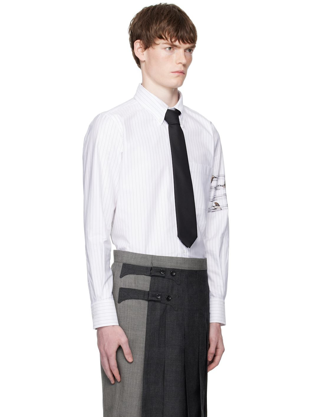 White Geese 4-Bar Pinstripe Oxford Shirt - 2