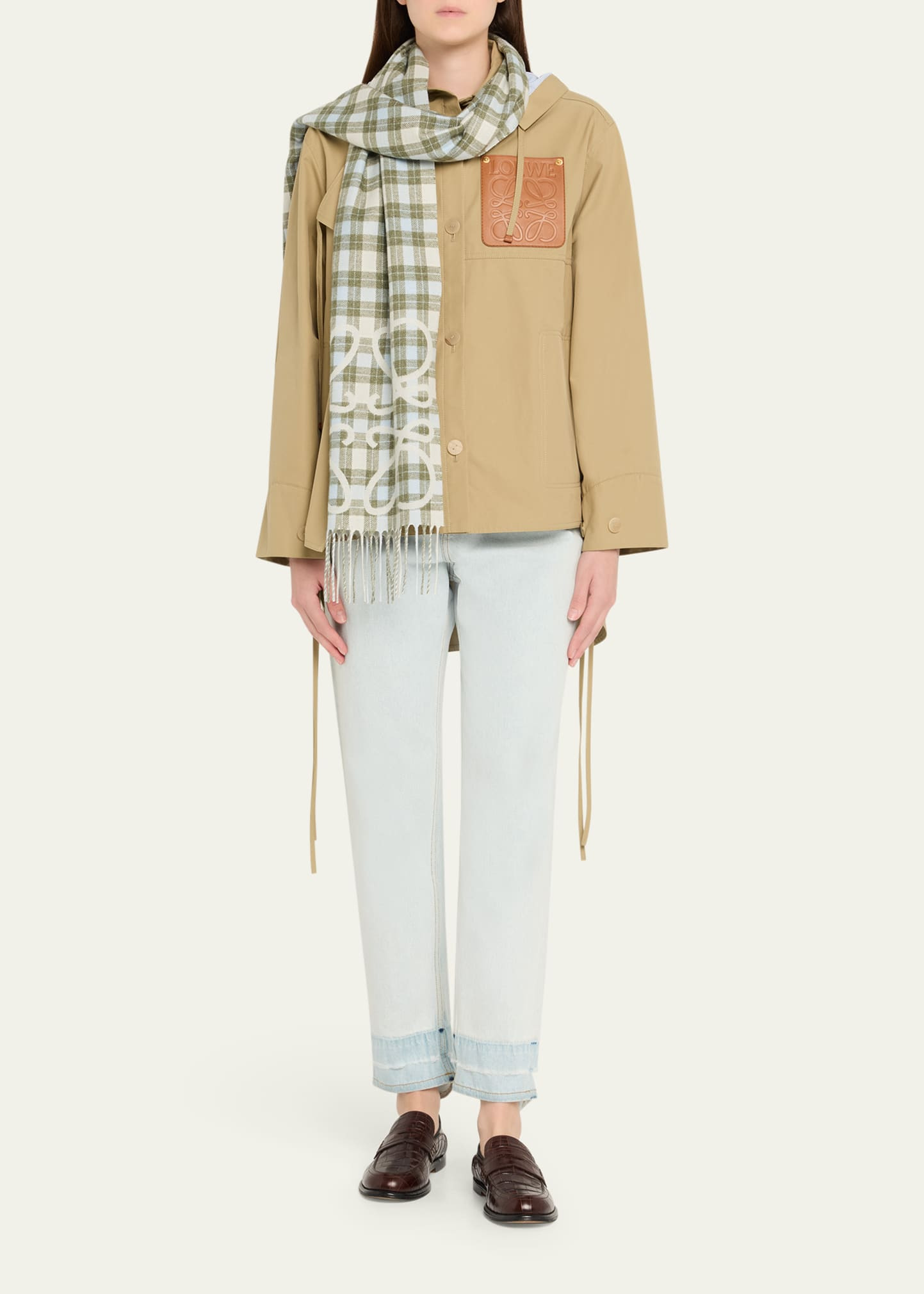 Check Anagram Silk-Cashmere Scarf - 2