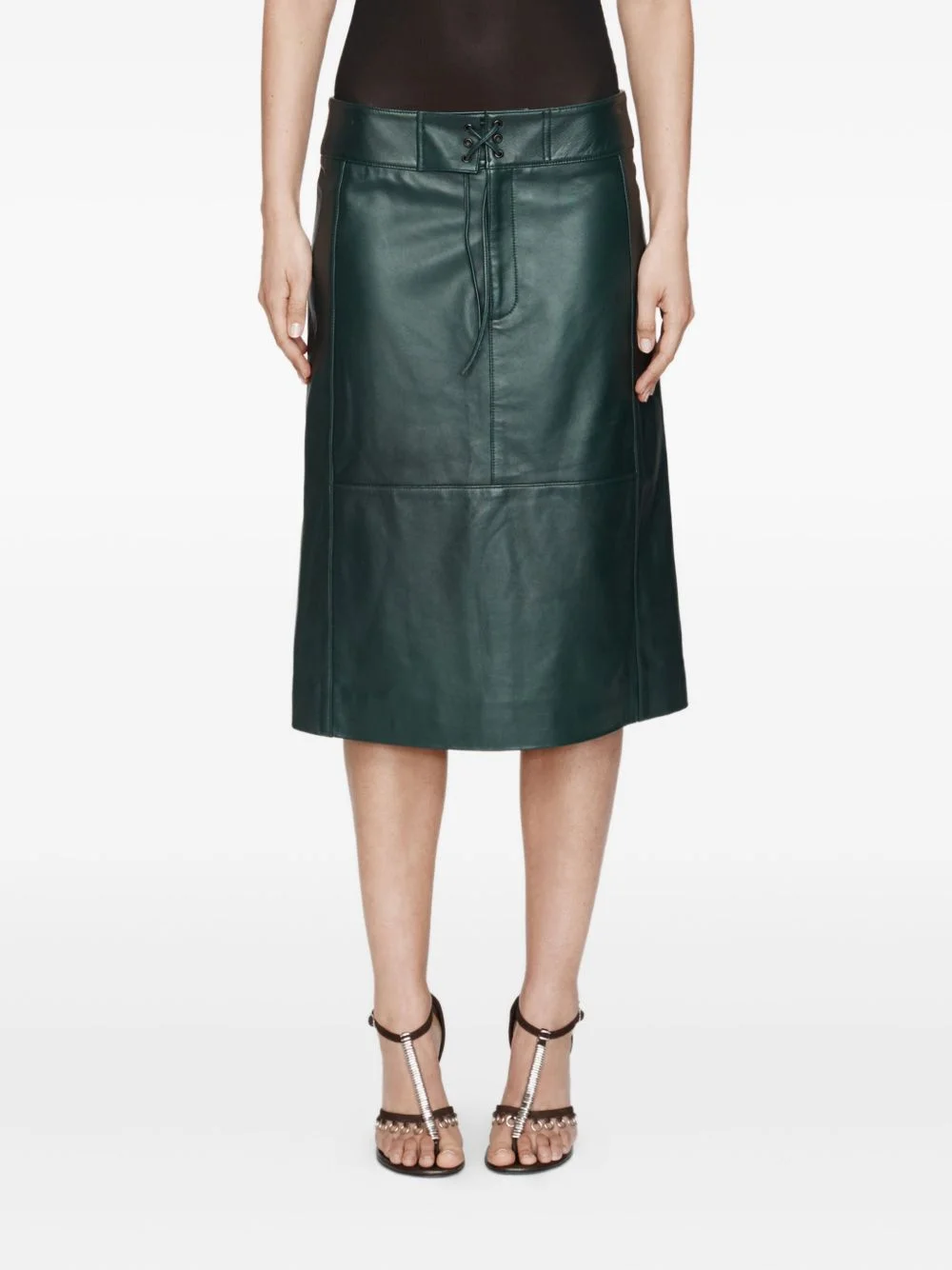 Eddie panelled leather midi skirt - 1