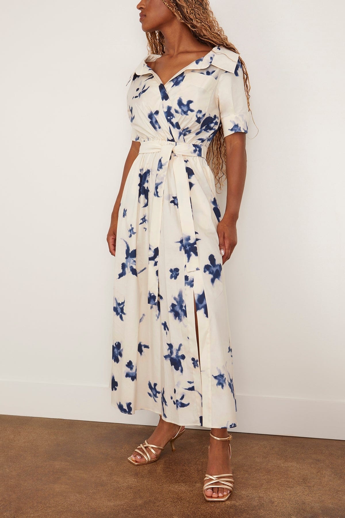 Lydia Dress in Berry Blue Flowers - 3