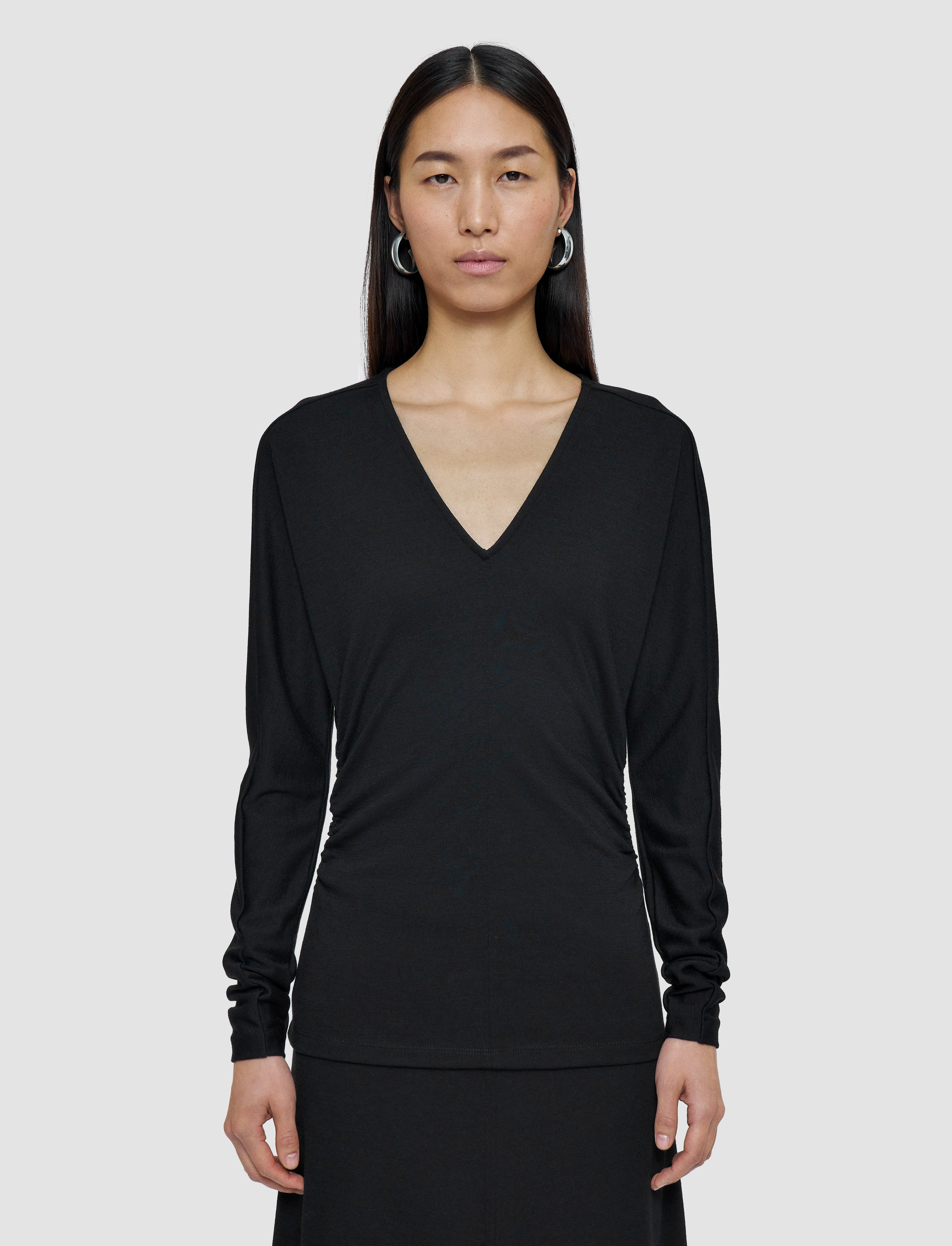 Wool Jersey V Neck Top - 3