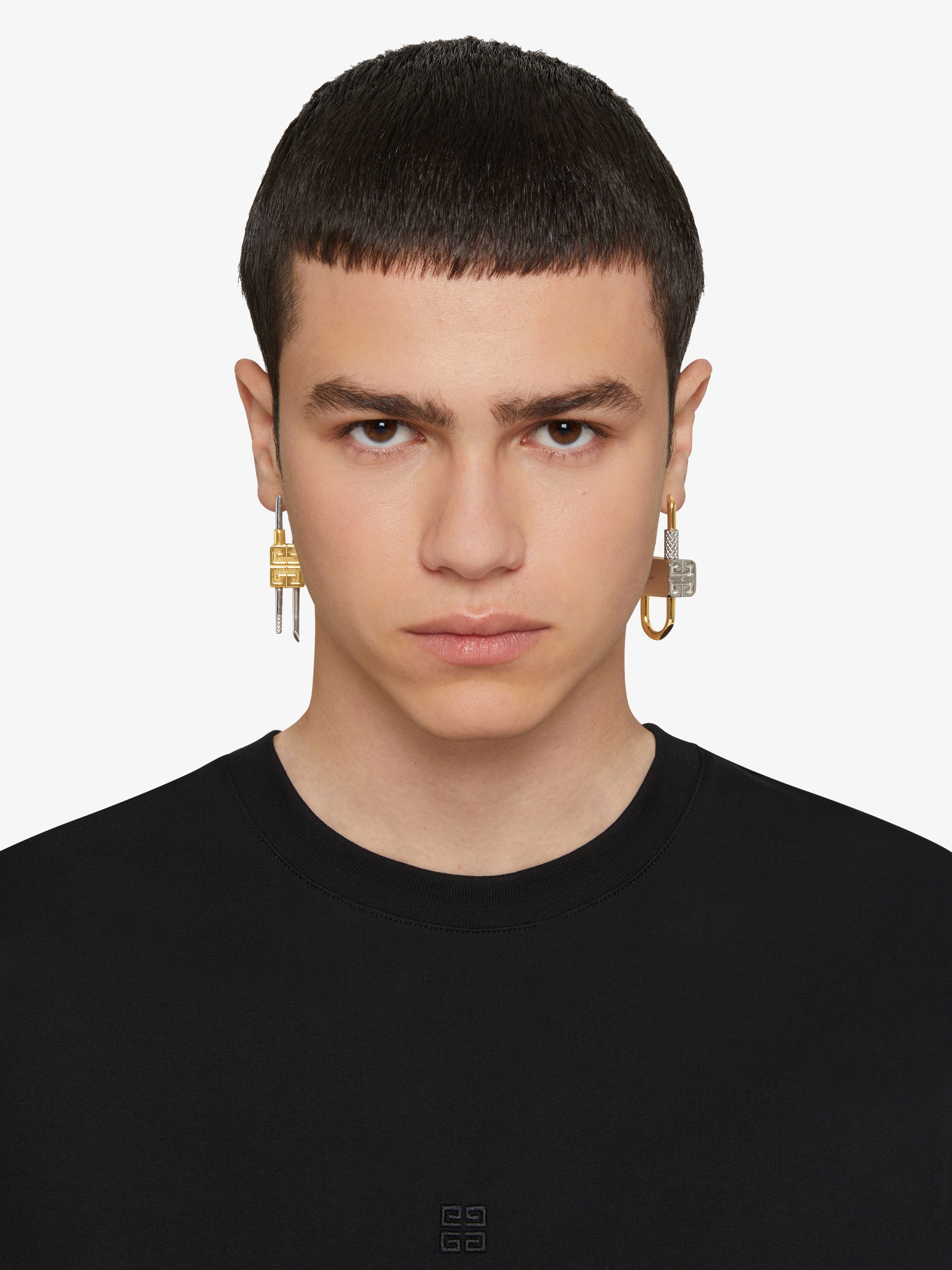 LOCK ASYMMETRICAL EARRINGS IN METAL - 4