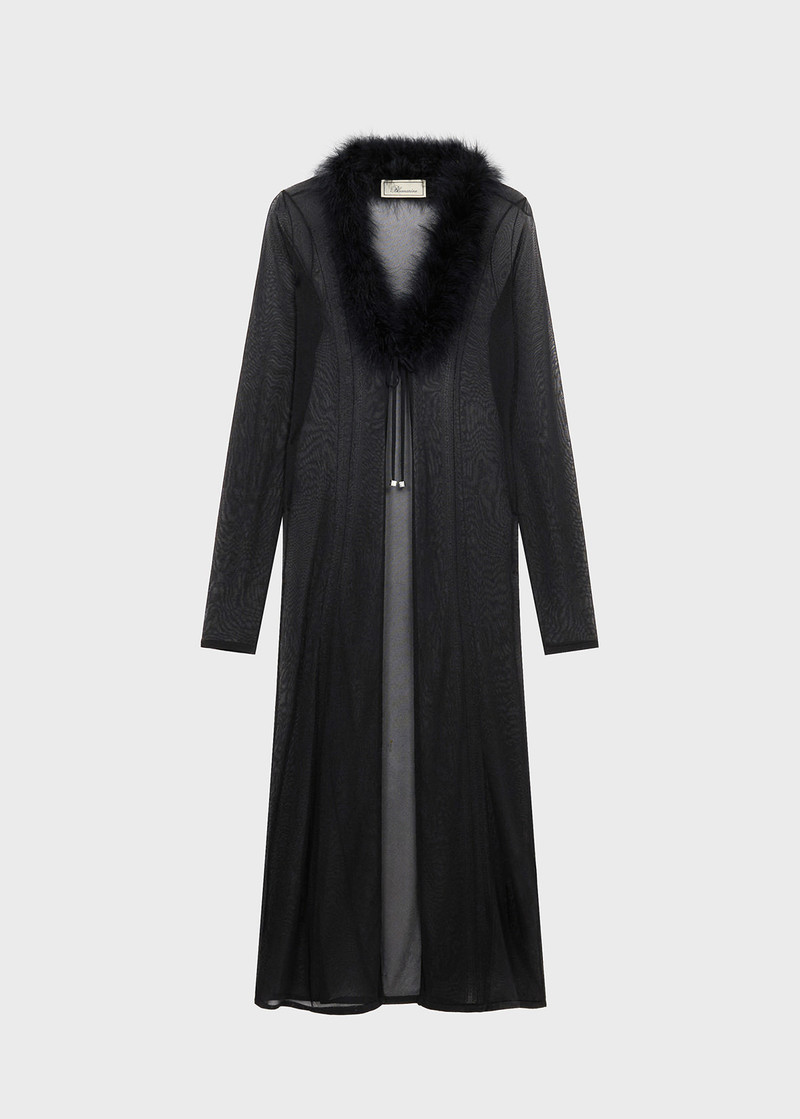 LONG CARDIGAN WITH FEATHERS - 1