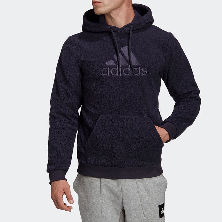 Men's adidas Mh Wntr Bos H Embroidered Logo Solid Color Sports Fleece Black GC7298 - 3