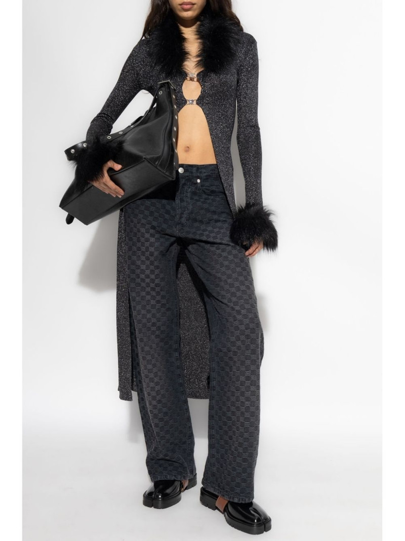 MISBHV faux-fur trim maxi cardigan outlook