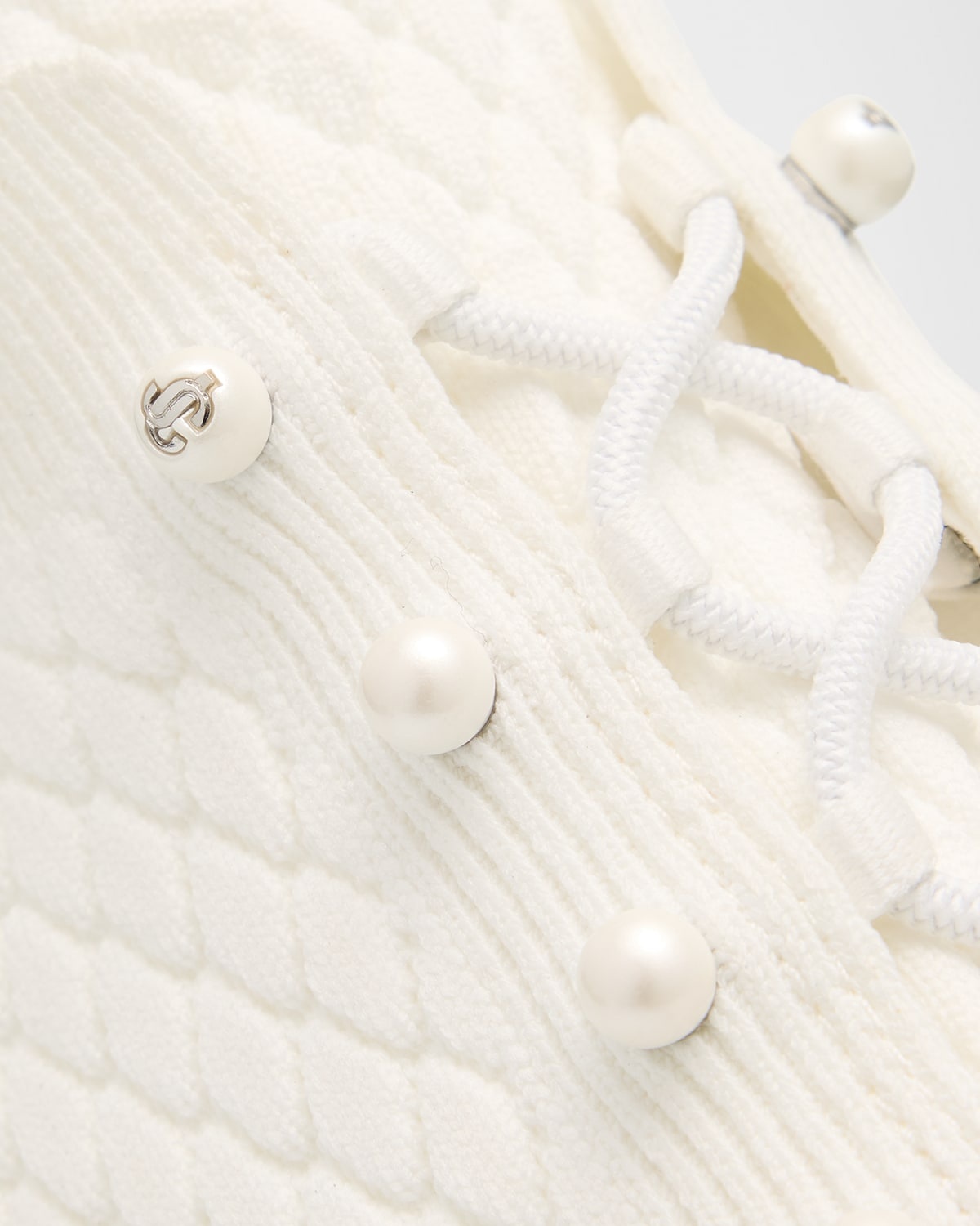 Veles Cotton Knit Pearly Stud Sneakers - 6