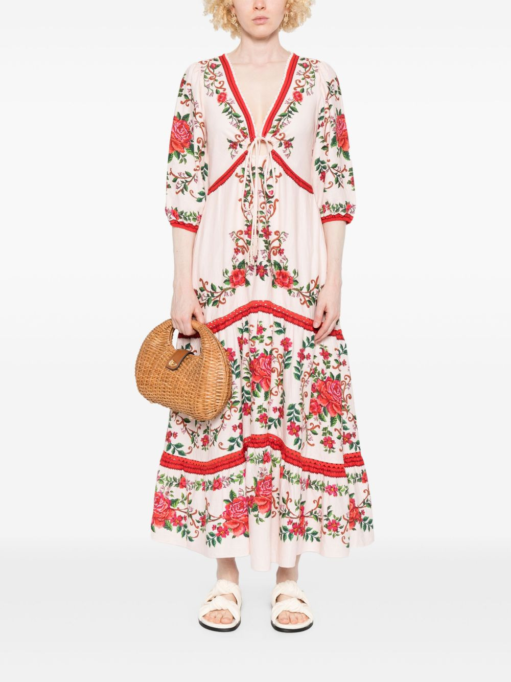 floral-jacquard maxi dress - 2
