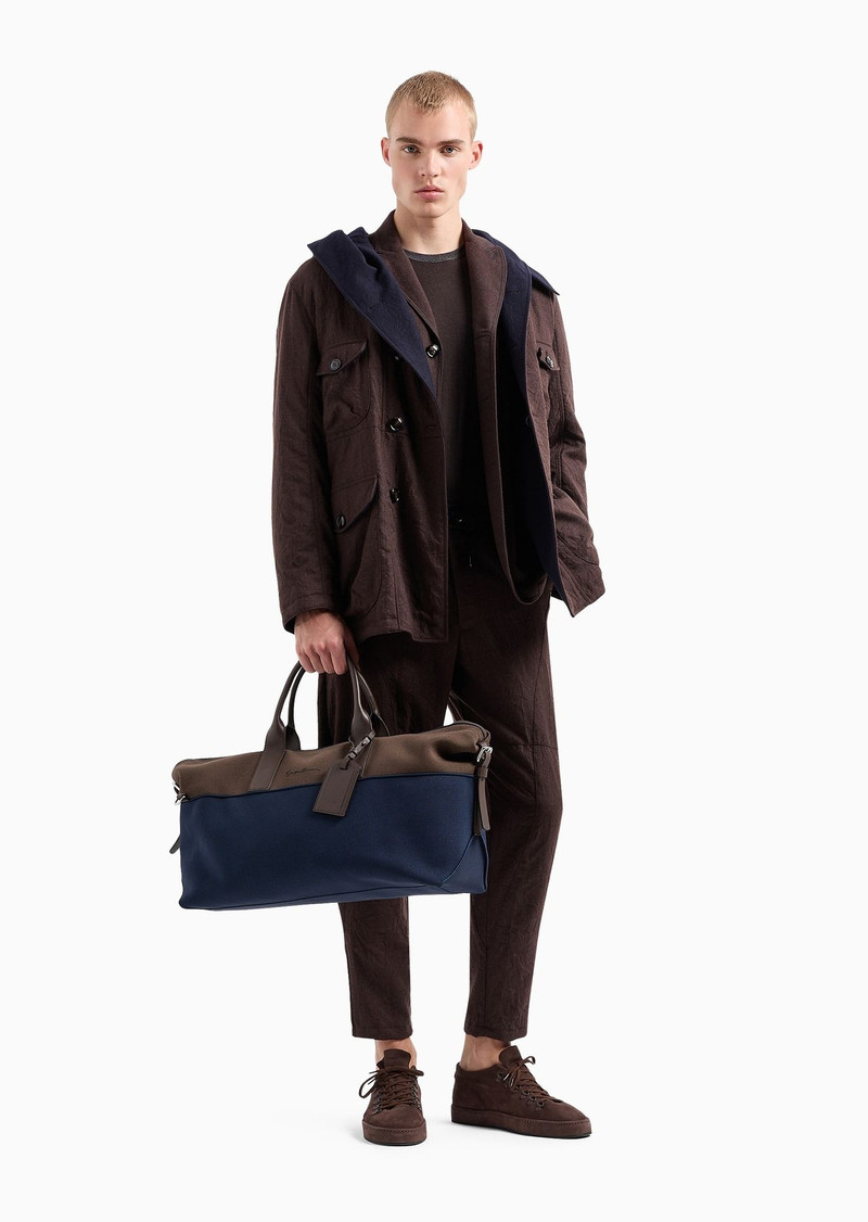 GIORGIO ARMANI Single-breasted crinkled wool flannel jacket outlook