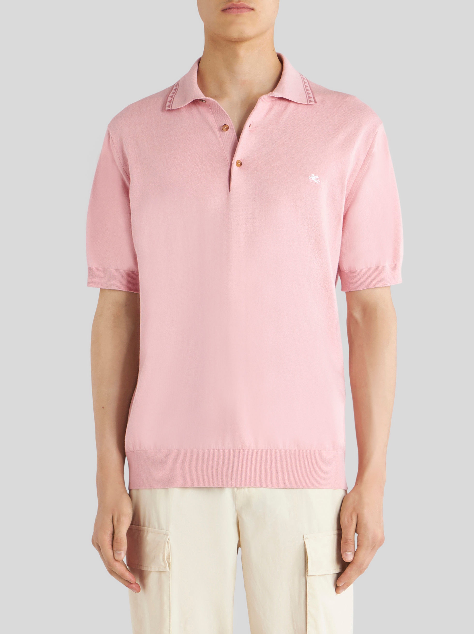 JERSEY POLO SHIRT WITH DECORATIVE GRECA - 2