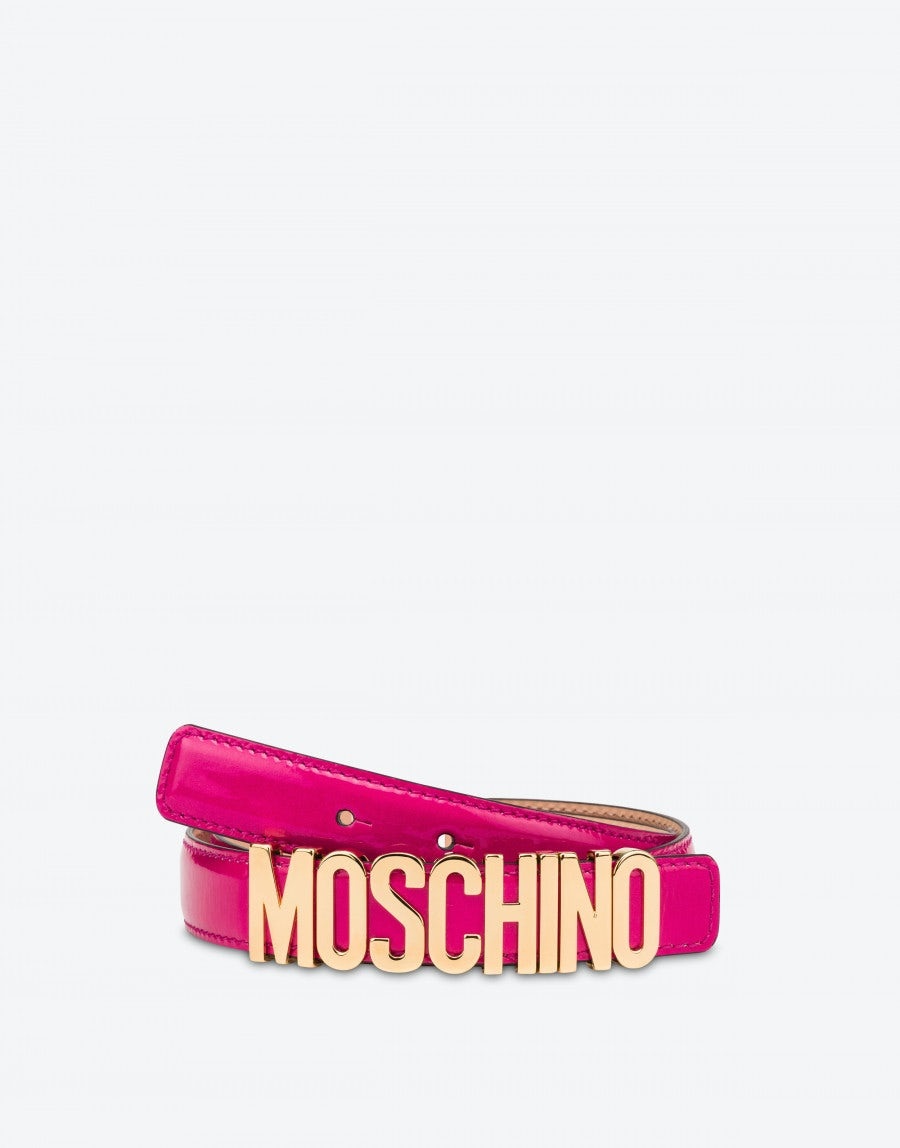 LETTERING LOGO PATENT LEATHER BELT - 3