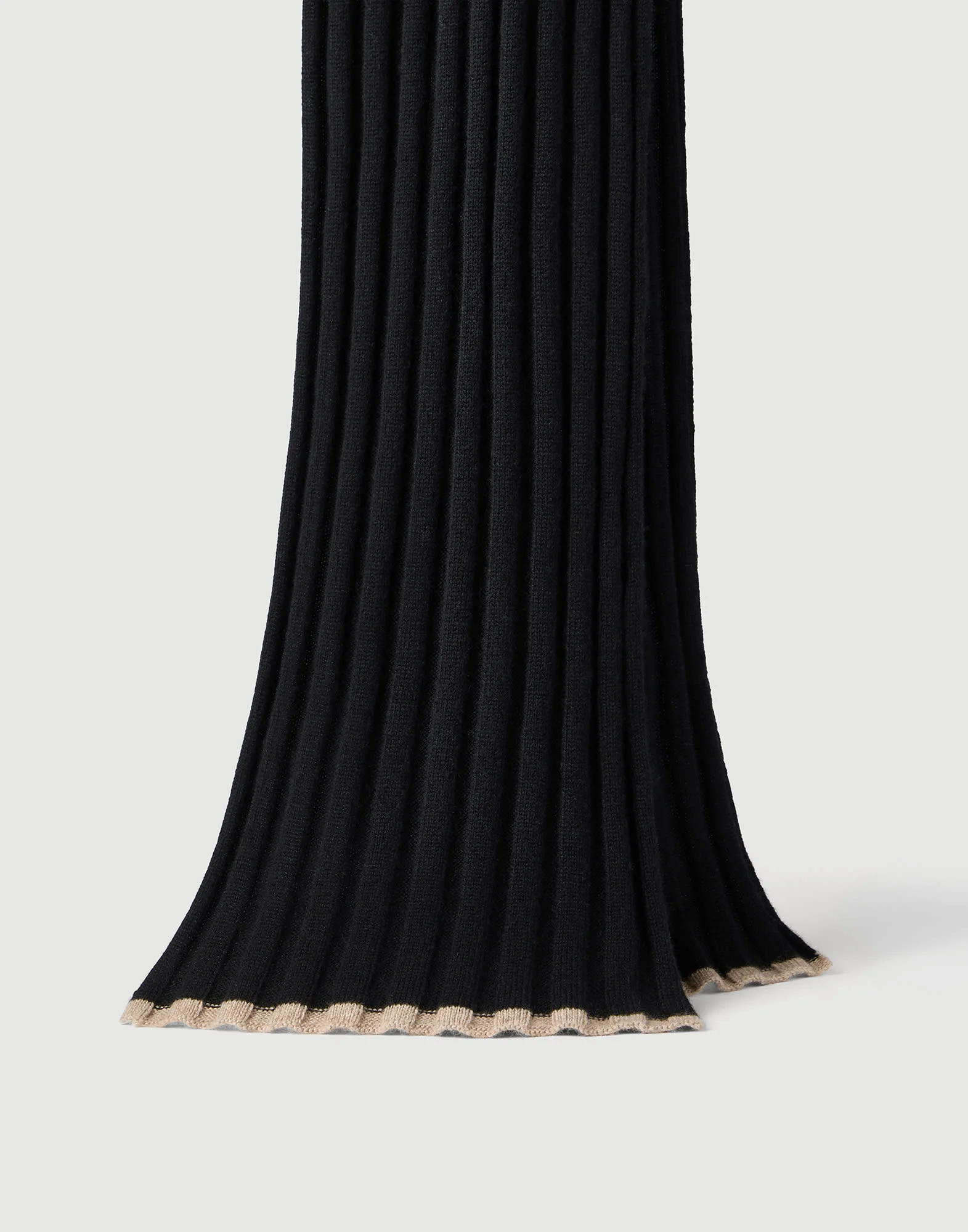 Cashmere rib knit scarf - 1