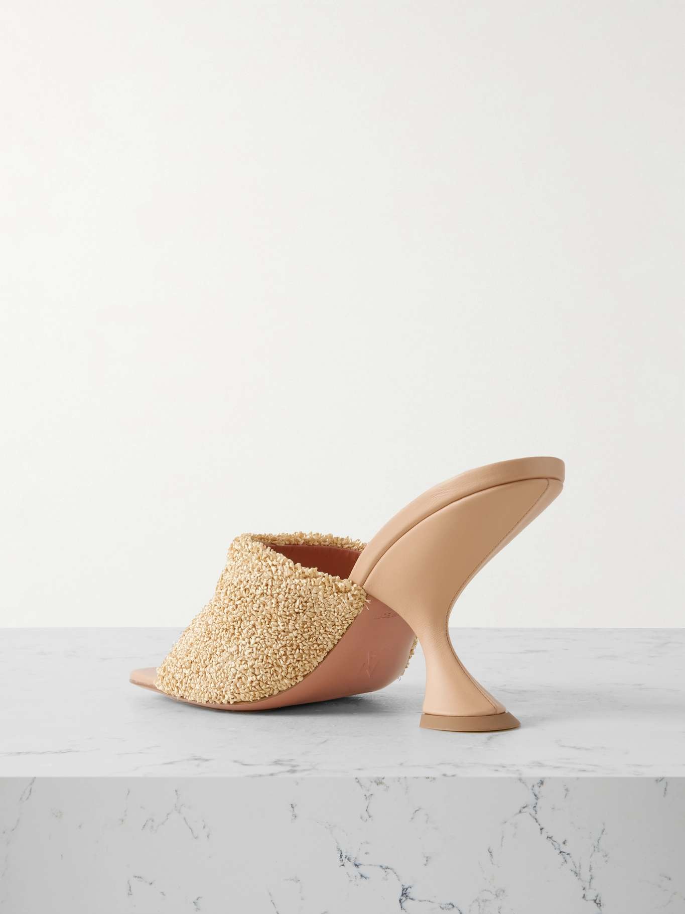 Taylor leather-trimmed raffia mules Beige - 3