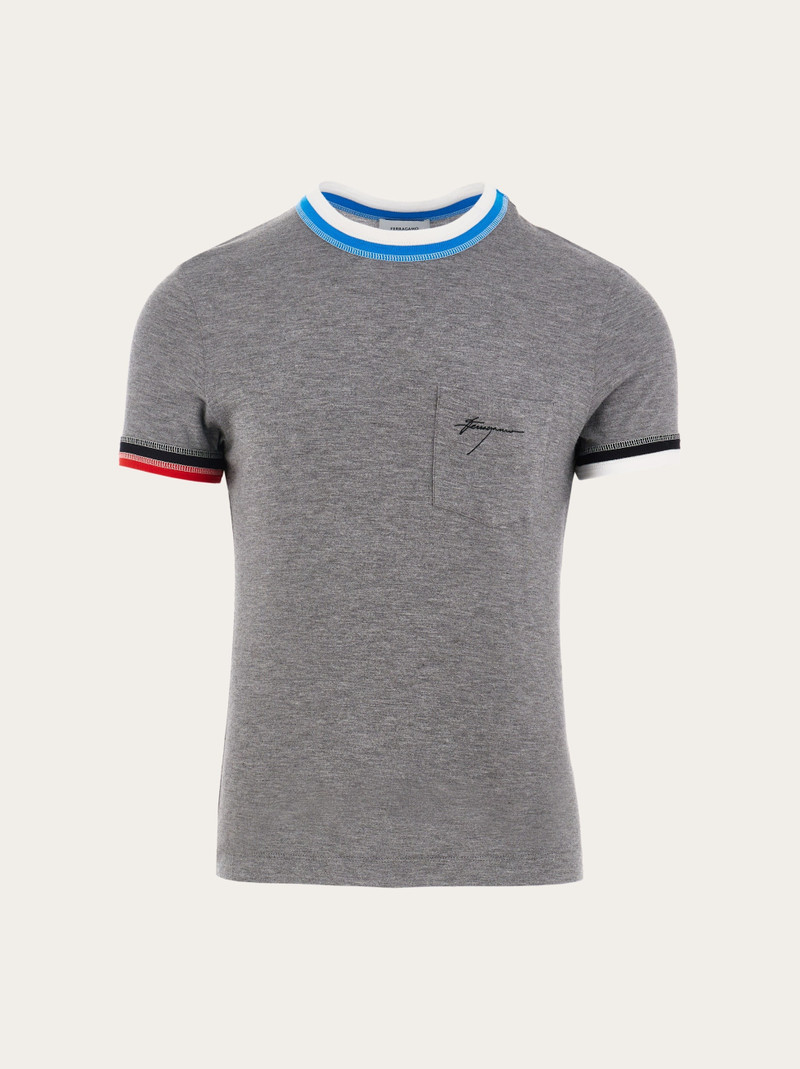 T-shirt with color block trims 1