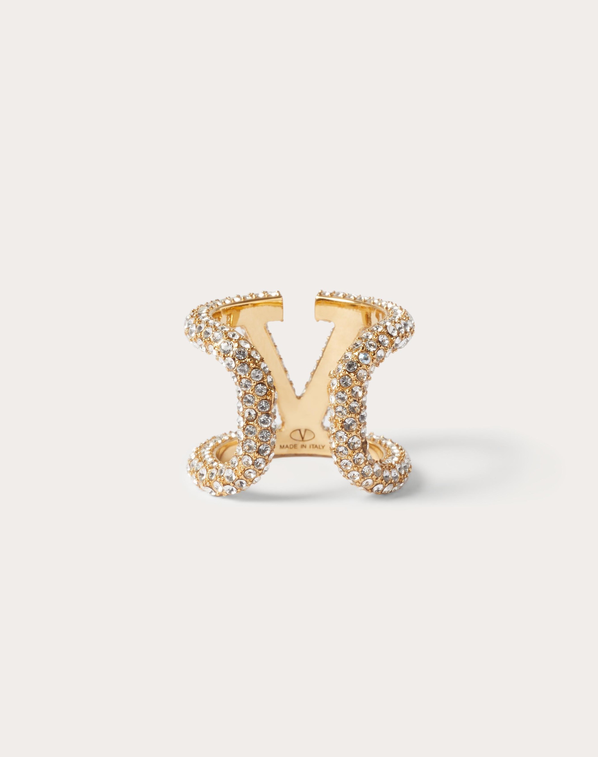 VLOGO SIGNATURE RING IN METAL AND SWAROVSKI® CRYSTALS - 4