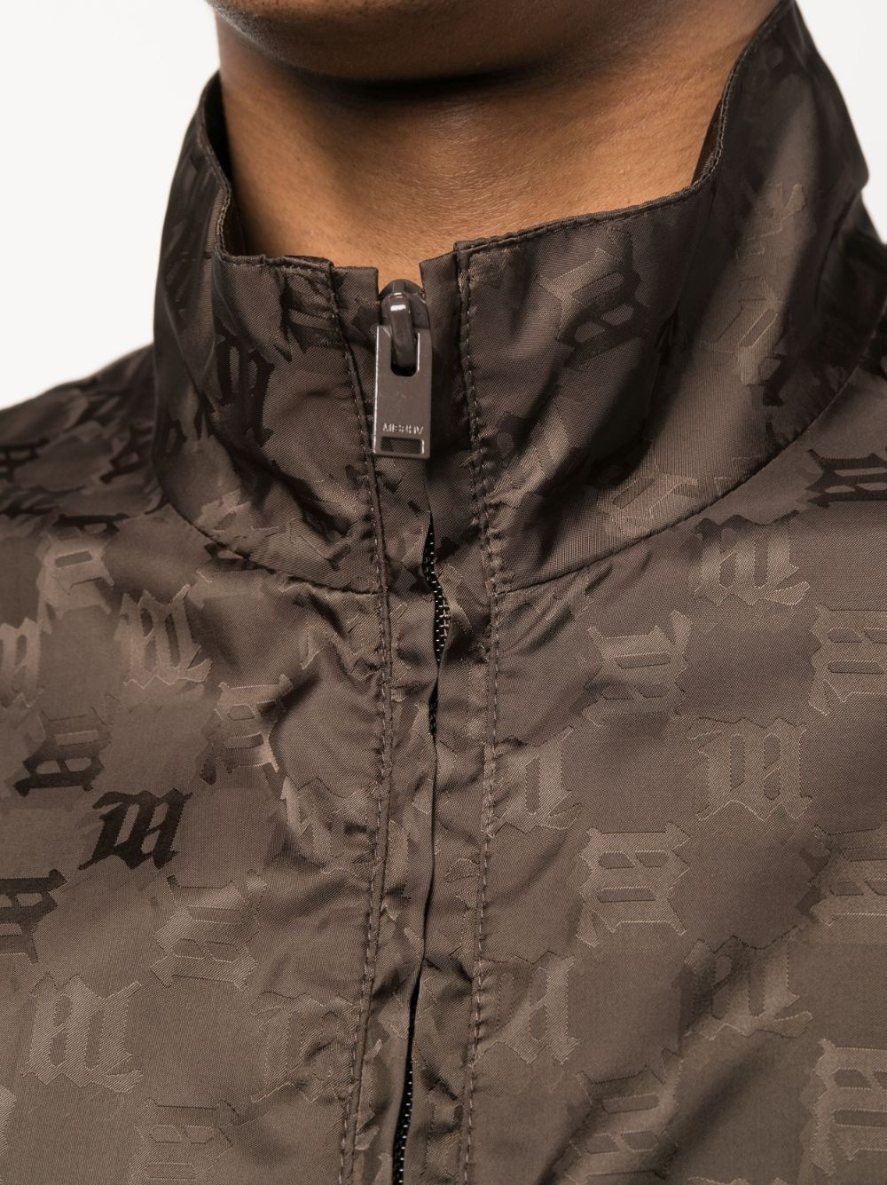 monogram-print zip-up jacket - 8