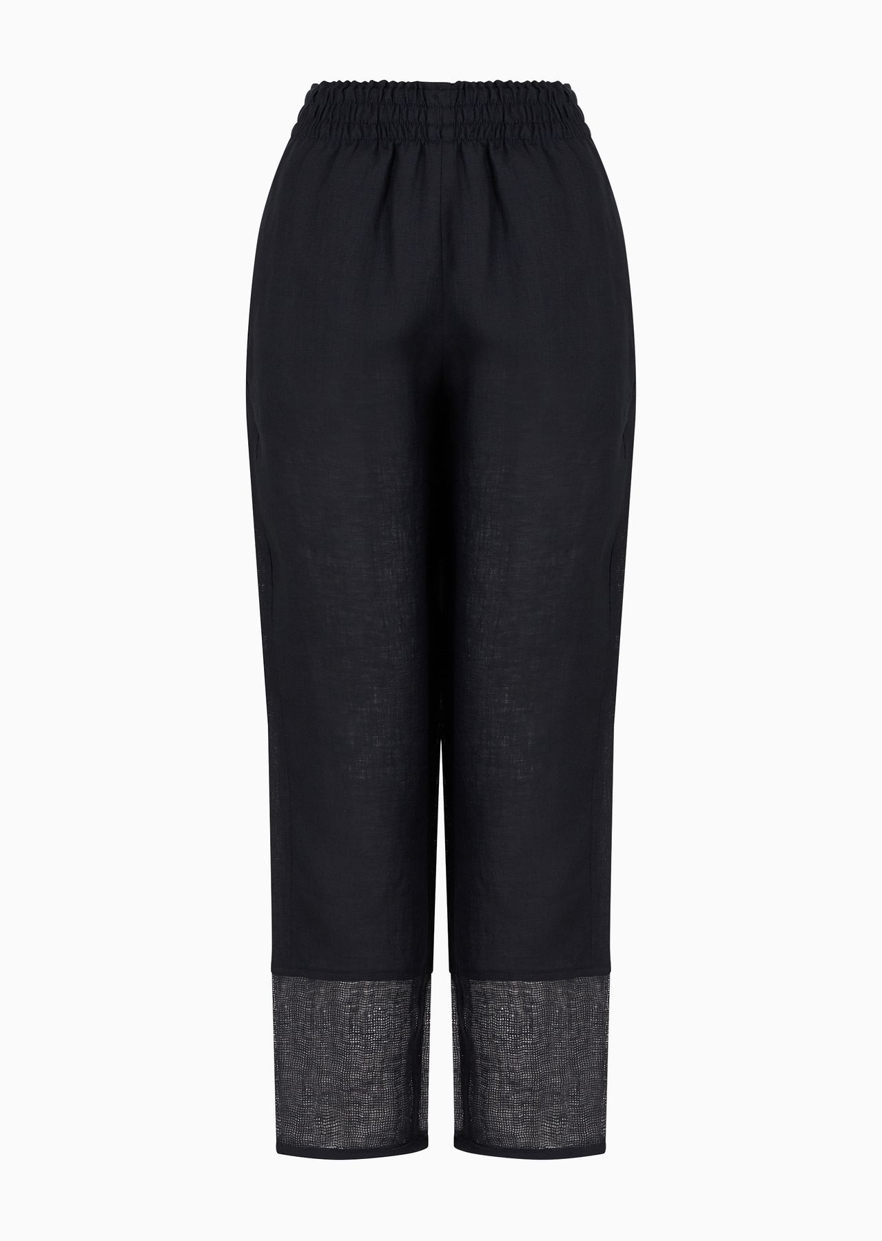 Pure linen trousers with elasticated waist and brushed details - 1