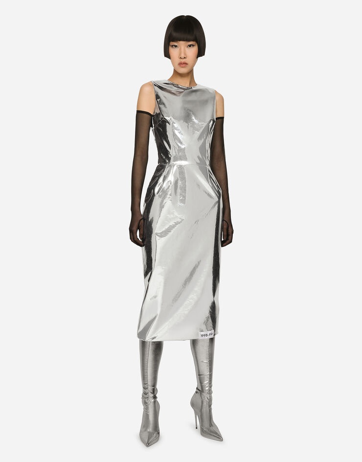 Foiled jersey calf-length dress - 7