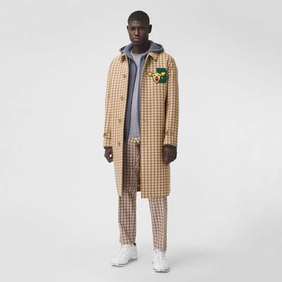 Burberry Varsity Graphic Check Bonded Cotton Car Coat outlook