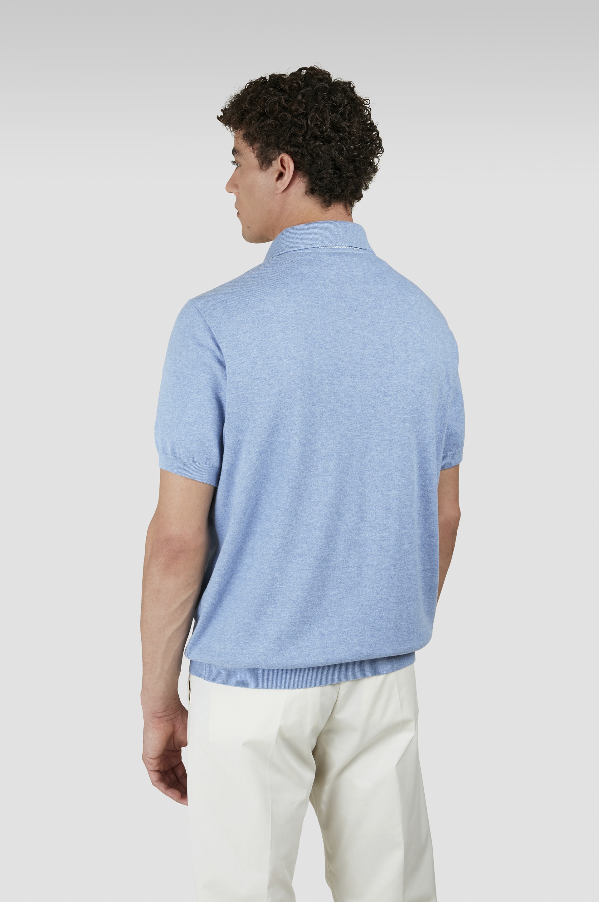 COTTON POLO SHIRT WITH LINEN DETAILS - 3