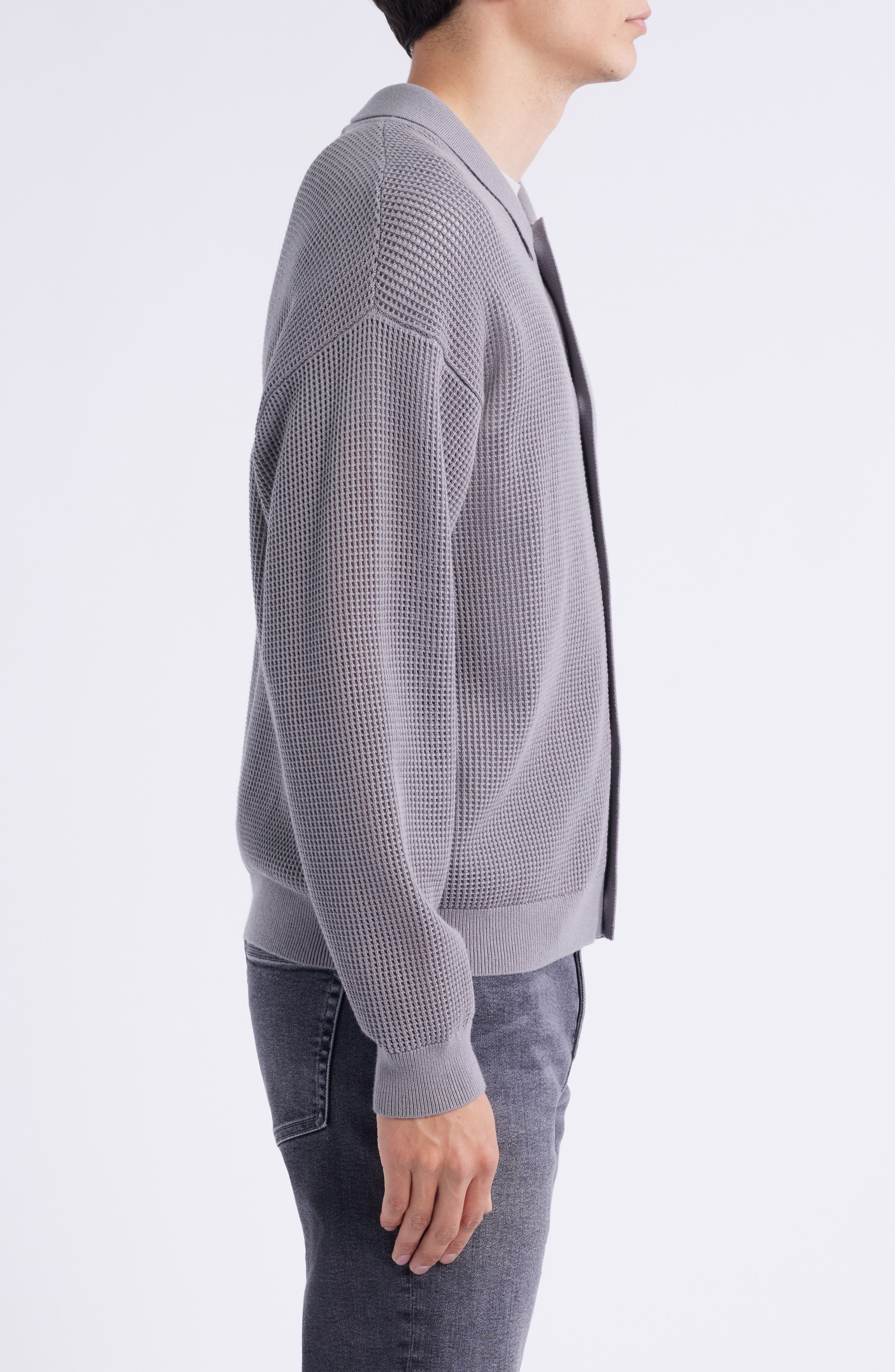 FRAME Open Stitch Cardigan in Cloud Grey at Nordstrom - 3