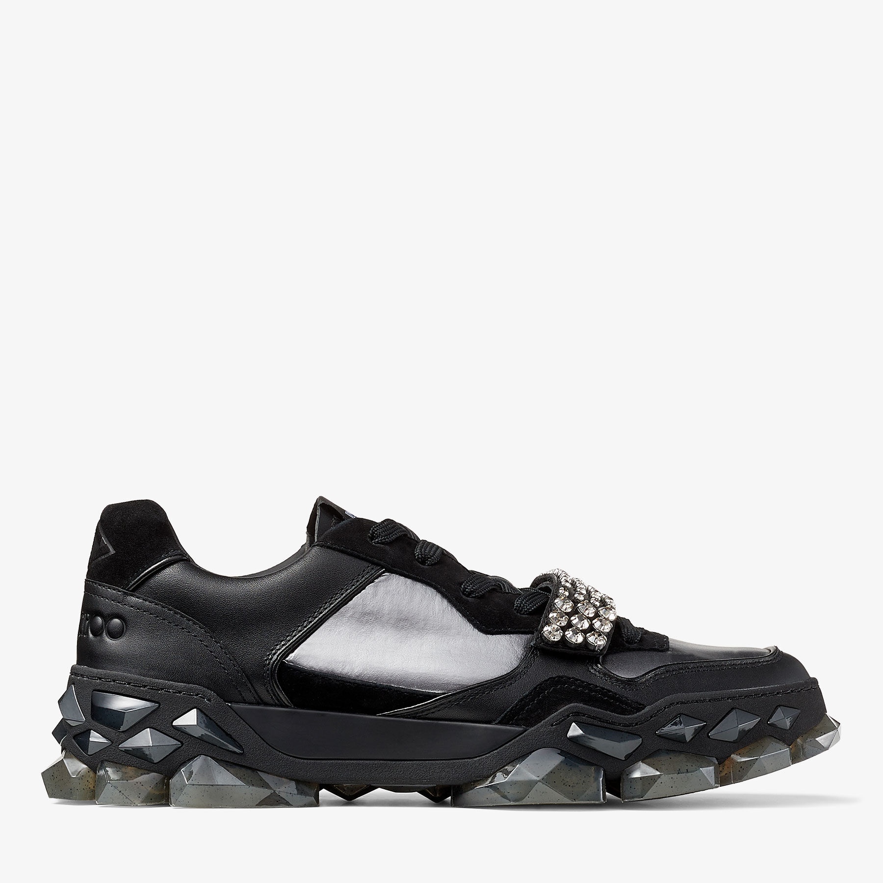 Diamond X Strap/m
Black Leather and Fabric Low-Top Trainers with Crystal Strap - 1