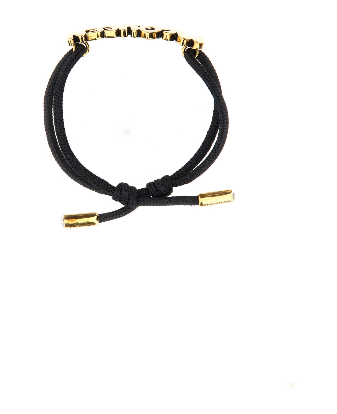 Woman's Black Graffiti Brass Bracelet With Logo - 3