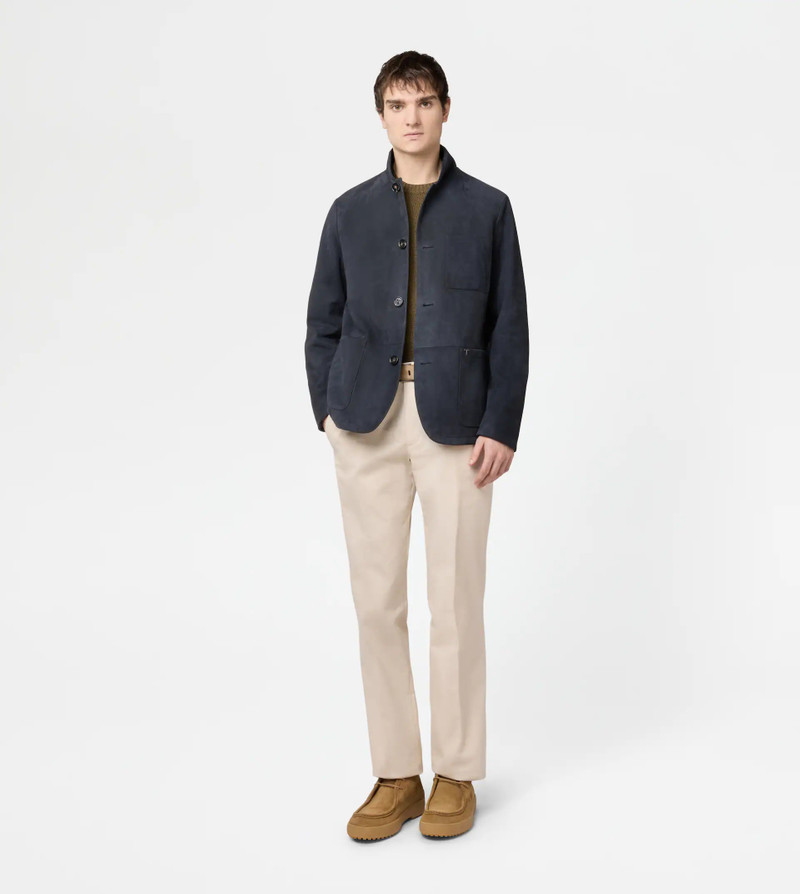Tod's CASTELLO JACKET IN PASHMY SUEDE - BLUE outlook