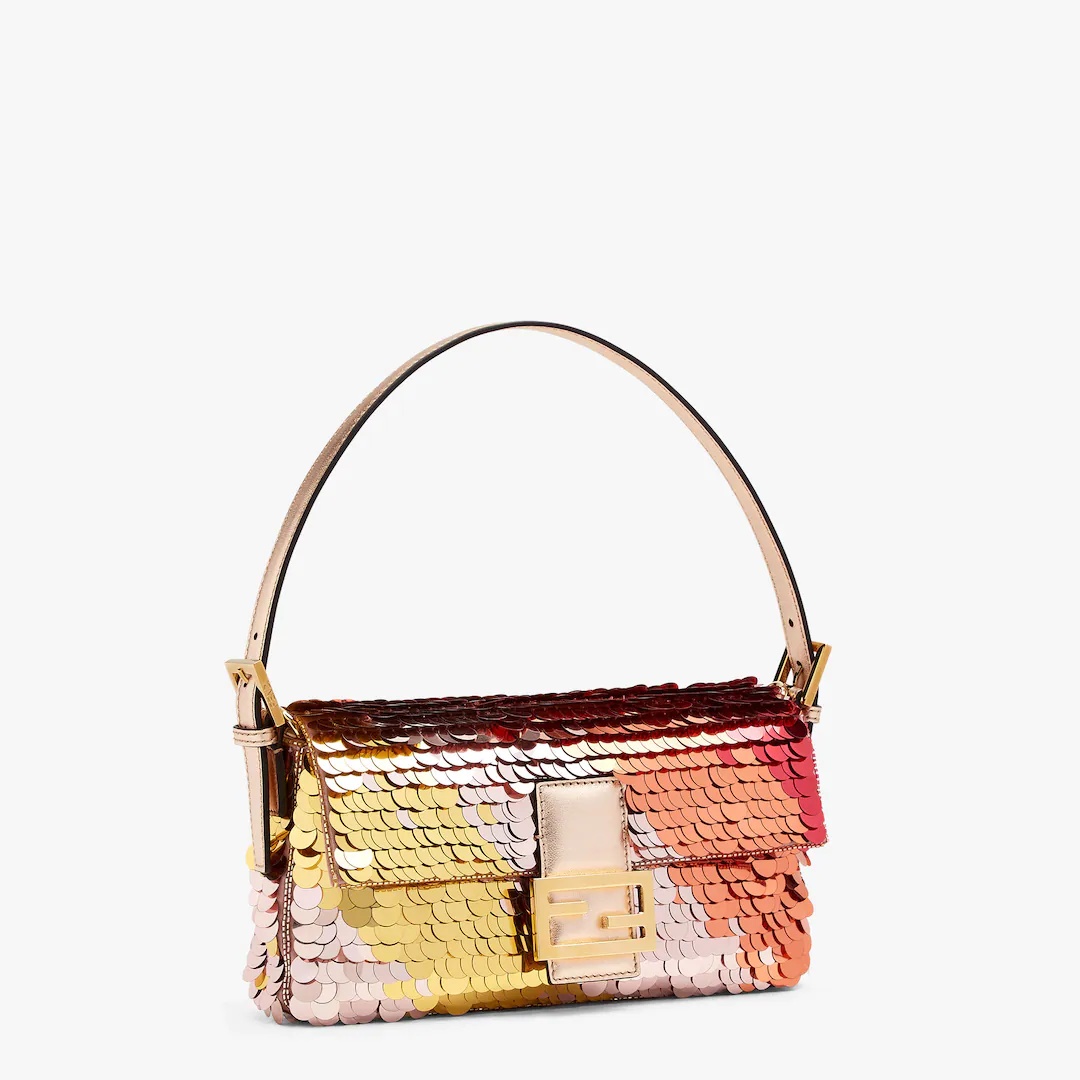 Copper-colored leather and sequinned bag - 2