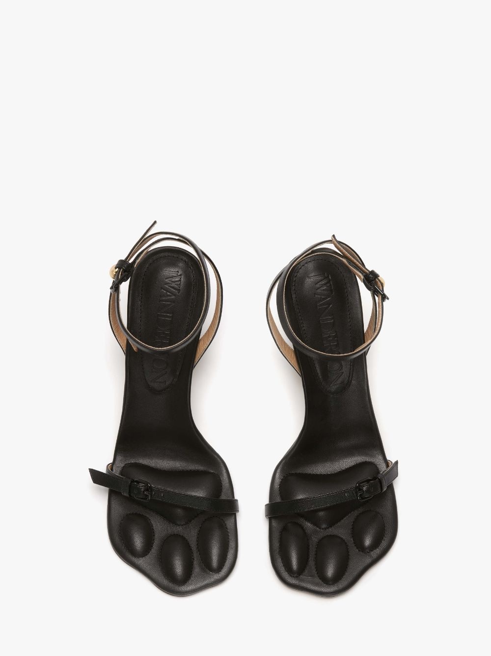 LEATHER PAW HEELED SANDALS - 4