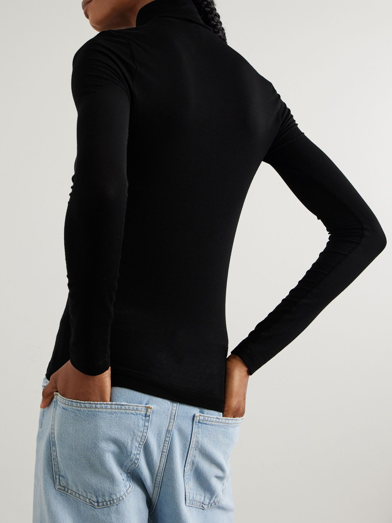 Pascale stretch-Lyocell turtleneck top Black - 3