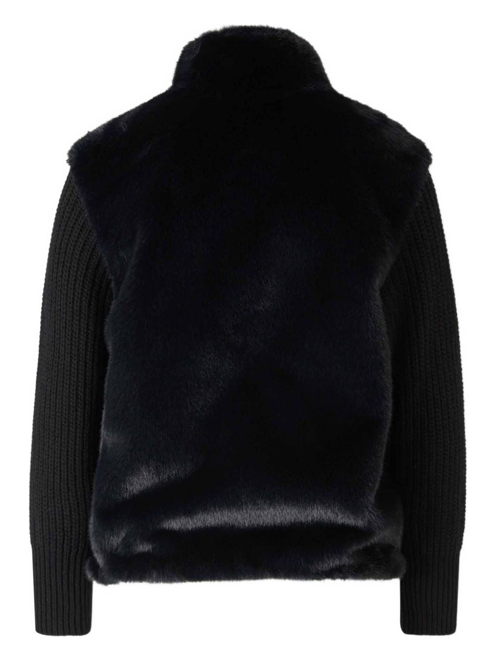 faux fur ribbed-cuff jacket - 2