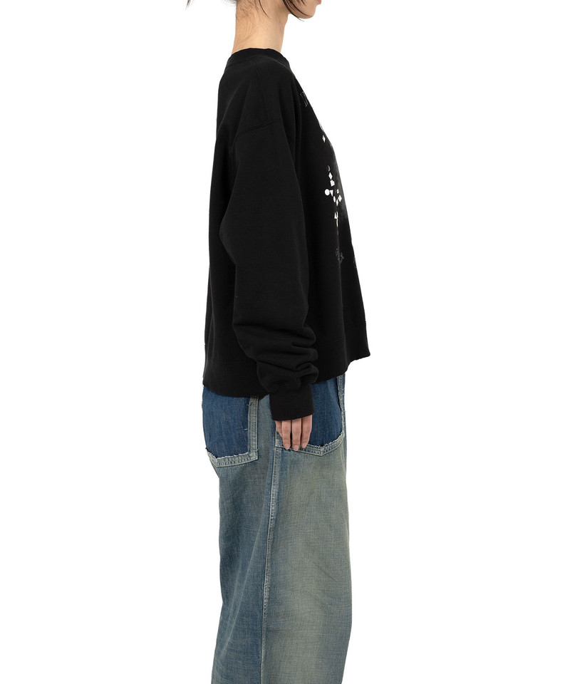 Cat Printed Embellished Distressed Sweatshirt 12