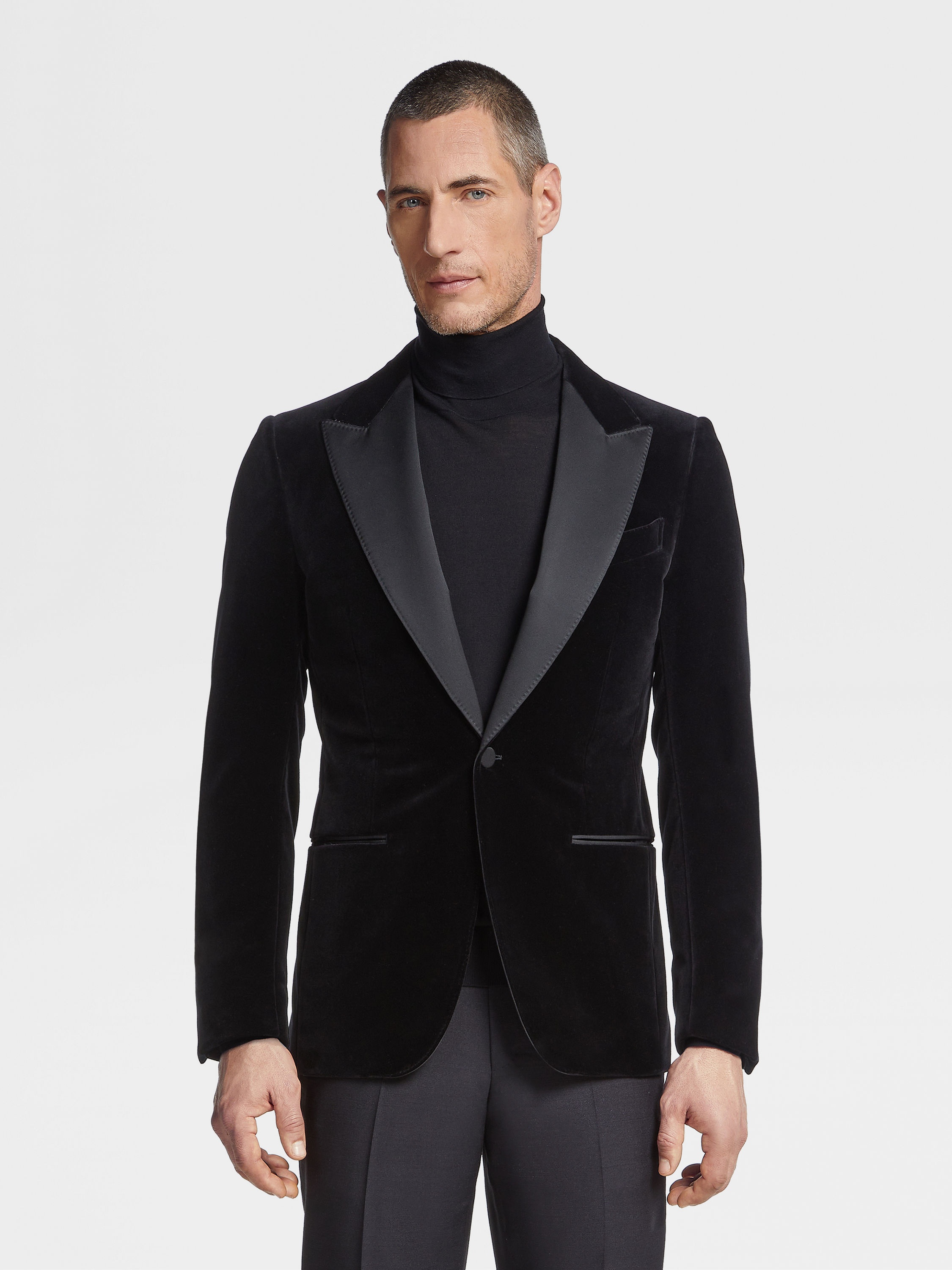 BLACK COTTON EVENING JACKET - 4