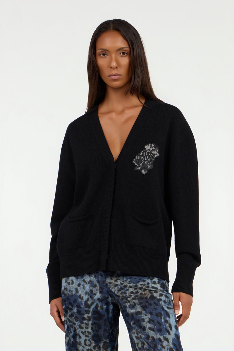 Black cardigan with Monogram Mirror Snake 3